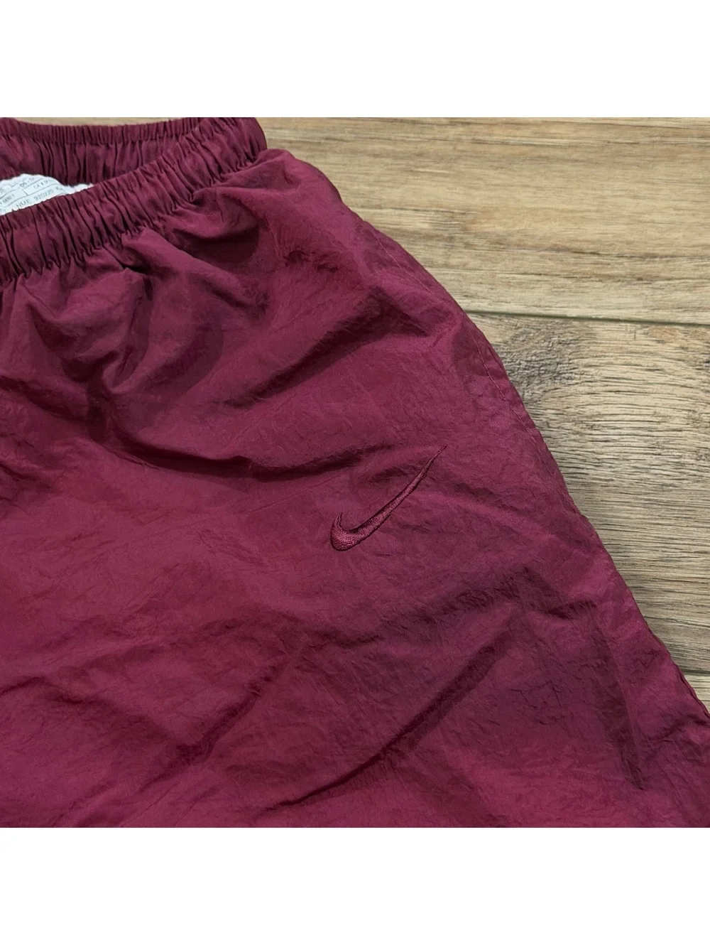 Vtg 1992 Nike Nylon Track Pants Maroon Burgundy Youth M